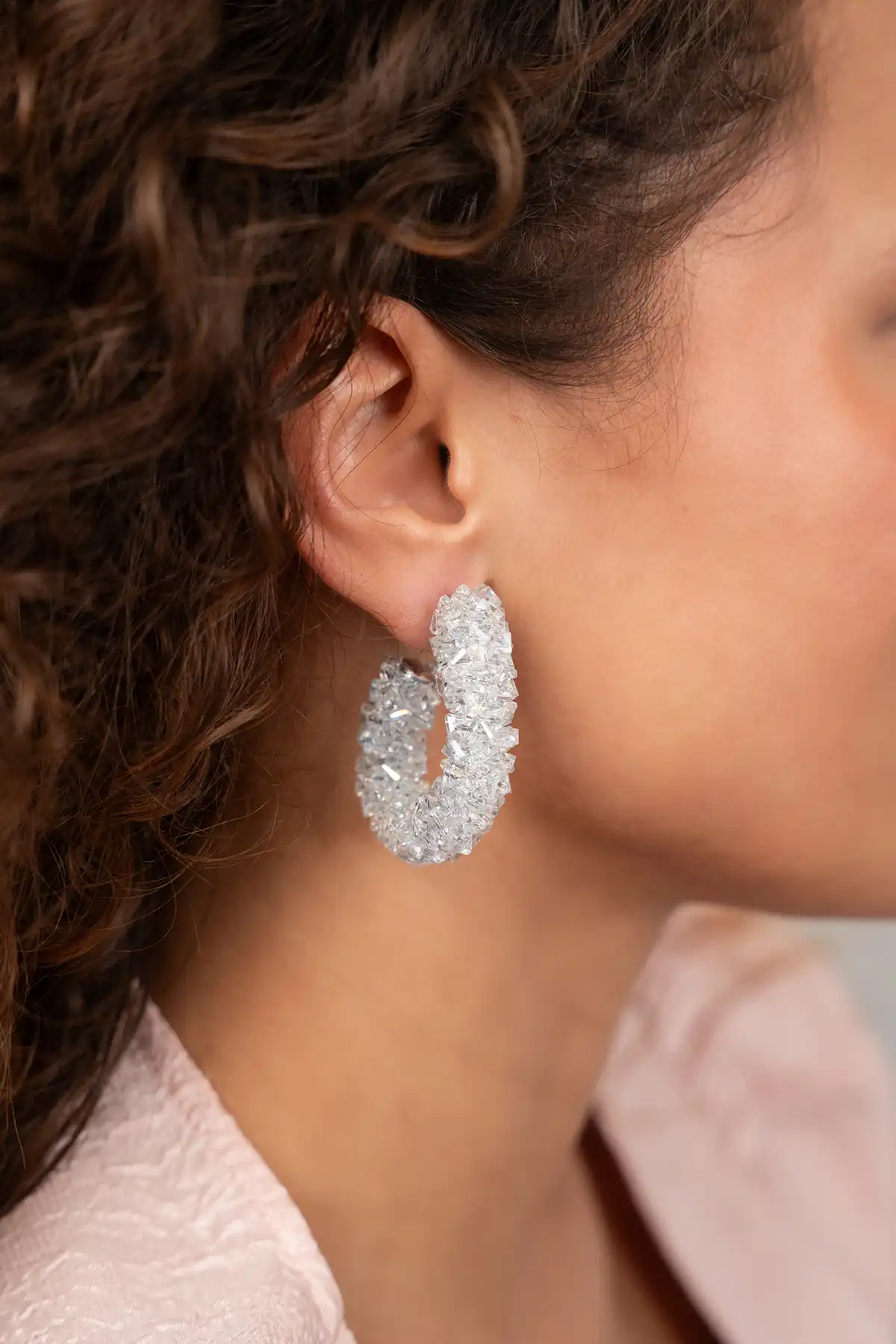 Lott. Gioielli Crystal Silver Oorbellen Pascalle Creole Raw