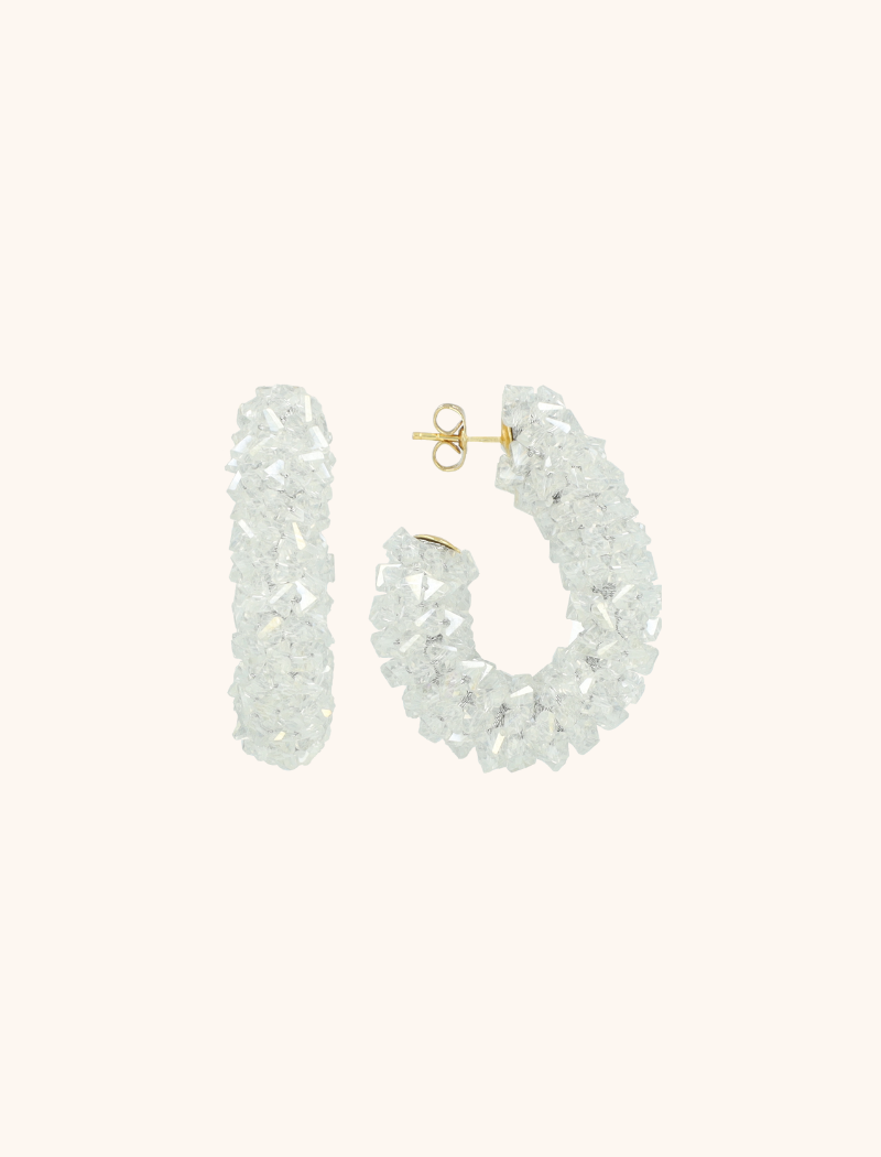 lott. gioielli Crystal Silver Oorbellen Pascalle Creole Raw