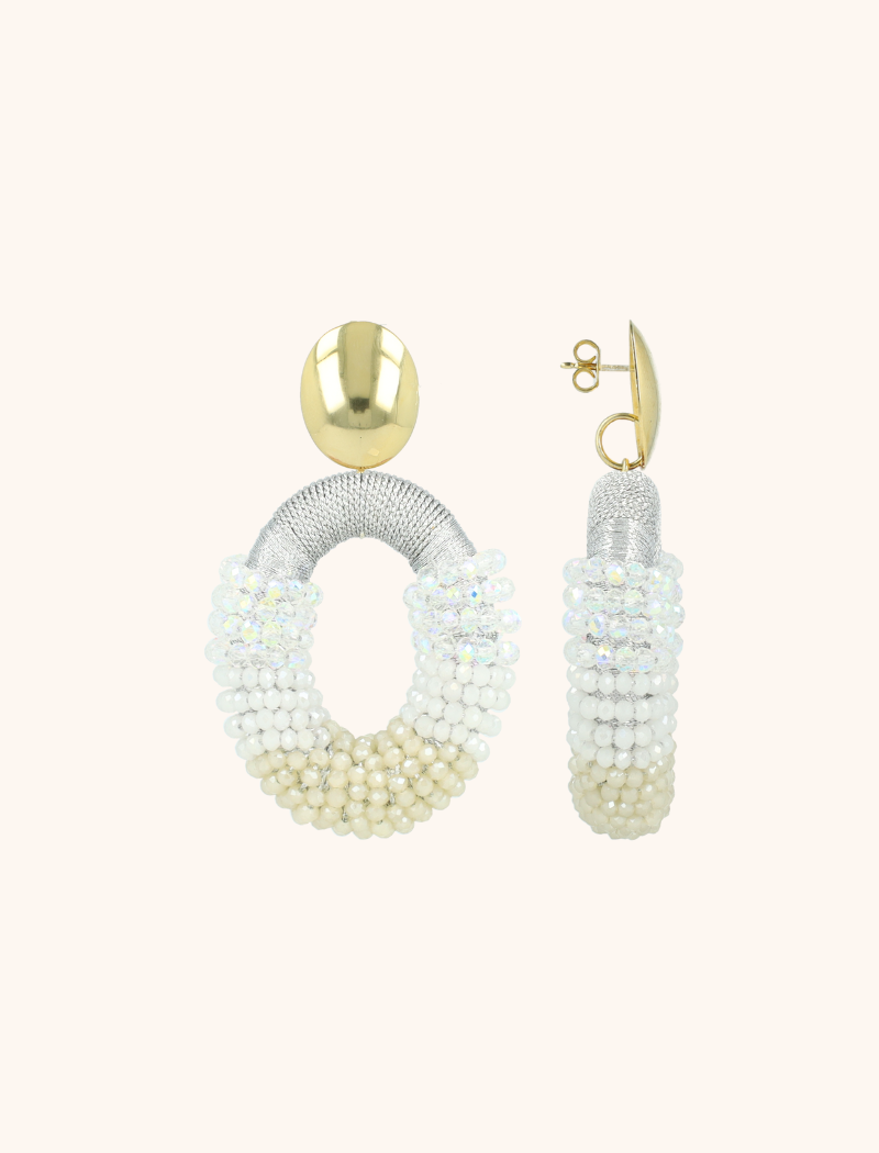 Lott. Gioielli Crystal Silver Oorbellen Yara Combi Oval L