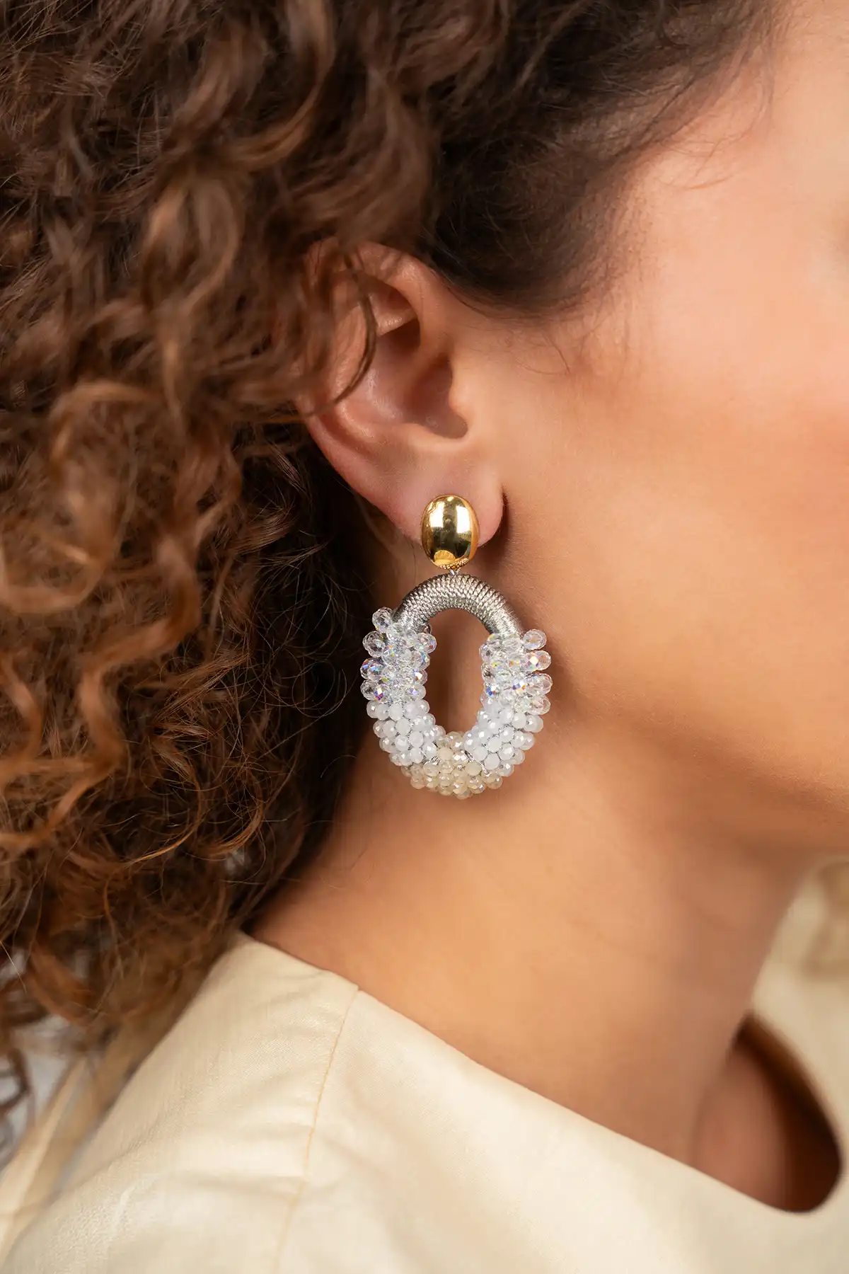 Lott. Gioielli Crystal Silver Oorbellen Yara Combi Oval M