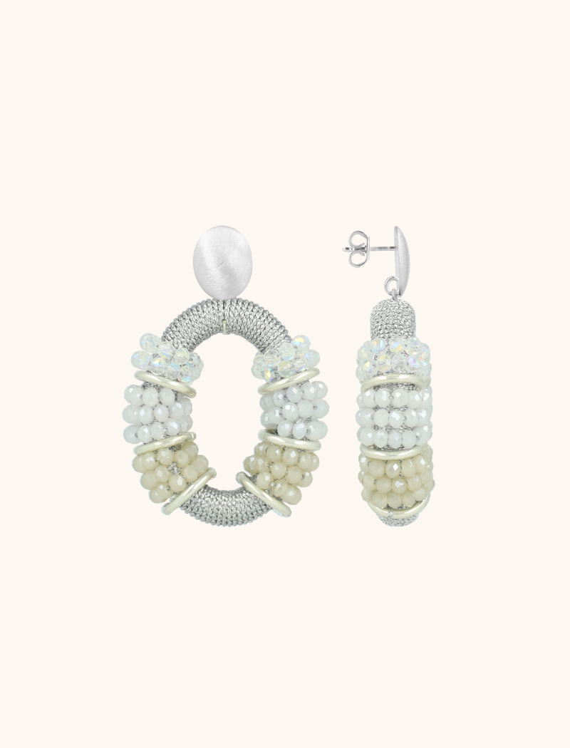 lott. gioielli Crystal Silver/Silver Oorbellen Elle Combi Oval Deluxe M