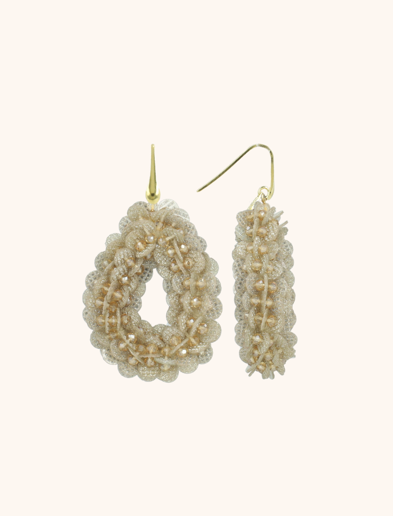 Lott. Gioielli Crystal Taupe Oorbellen Fenna Sequin Drop