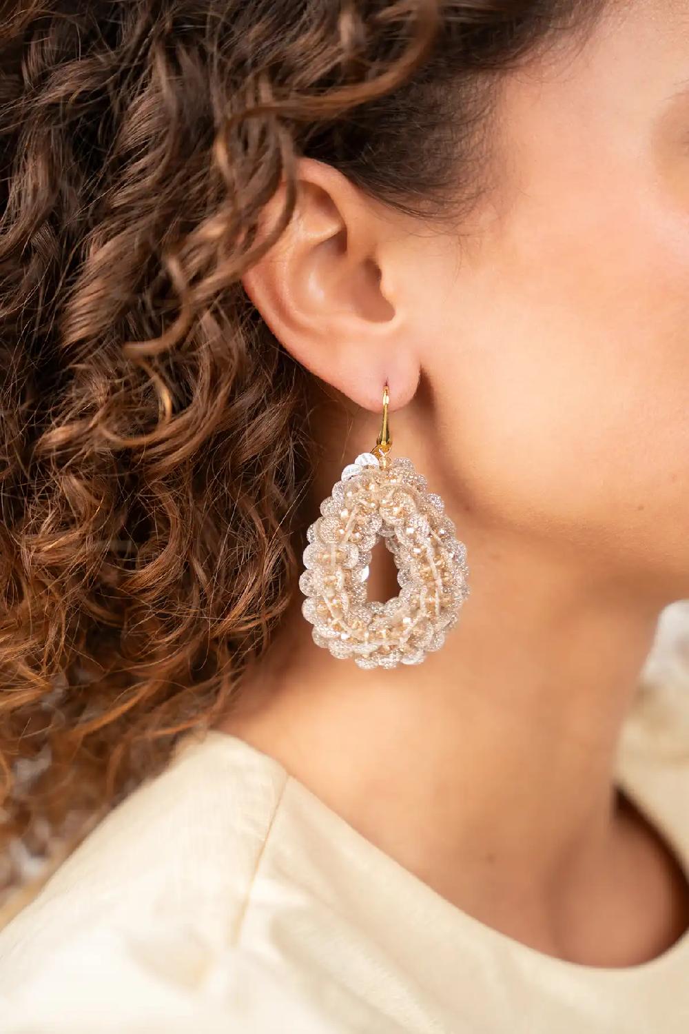 lott. gioielli Crystal Taupe Oorbellen Fenna Sequin Drop