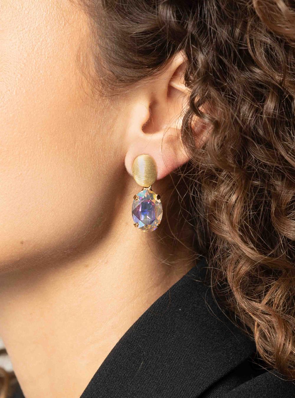 Lott. Gioielli Daan Oorbellen Ovaal Strass Pendant M Peach Powder