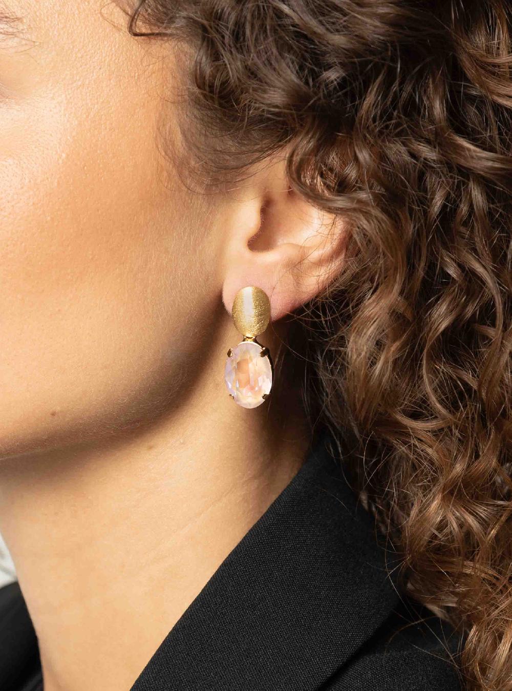 Lott. Gioielli Daan Oorbellen Ovaal Strass Pendant M Yellow Powder