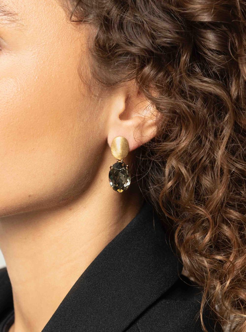 Lott. Gioielli Daan Oorbellen Ovaal Strass Pendant M Zwarte Diamant