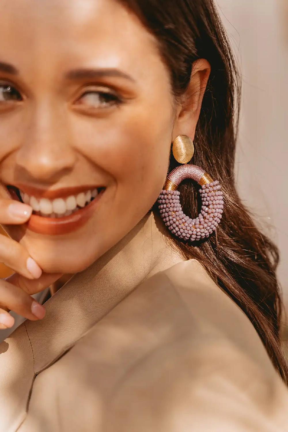 Lott. Gioielli Dark Lavender Oorbellen Yara Ovaal L Clip