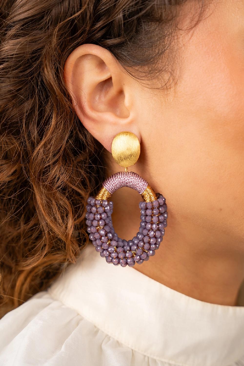 Lott. Gioielli Dark Lavender Oorbellen Yara Ovaal L Clip