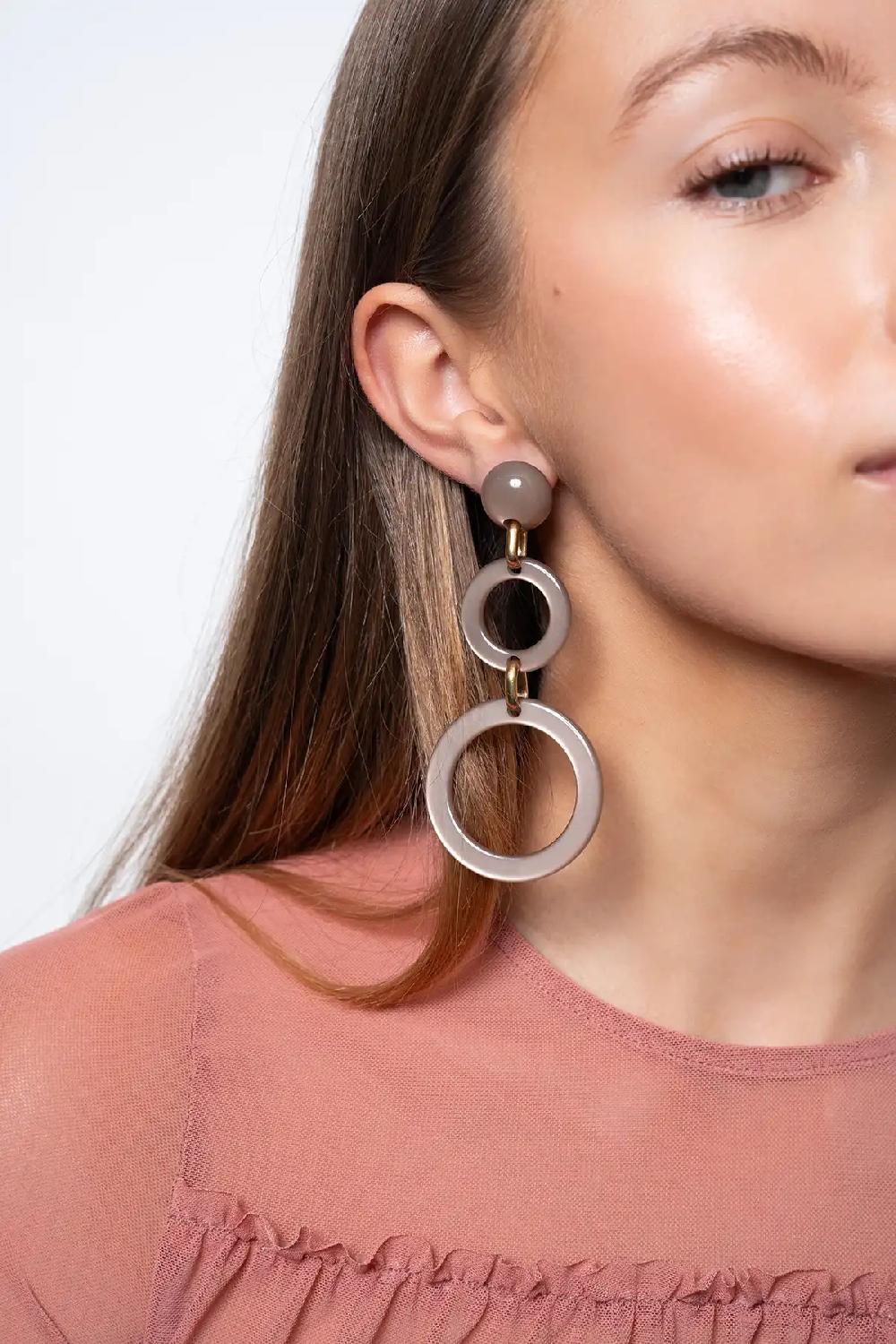 Lott. Gioielli Dark Nude Oorbellen Hanne Tripe Circle L