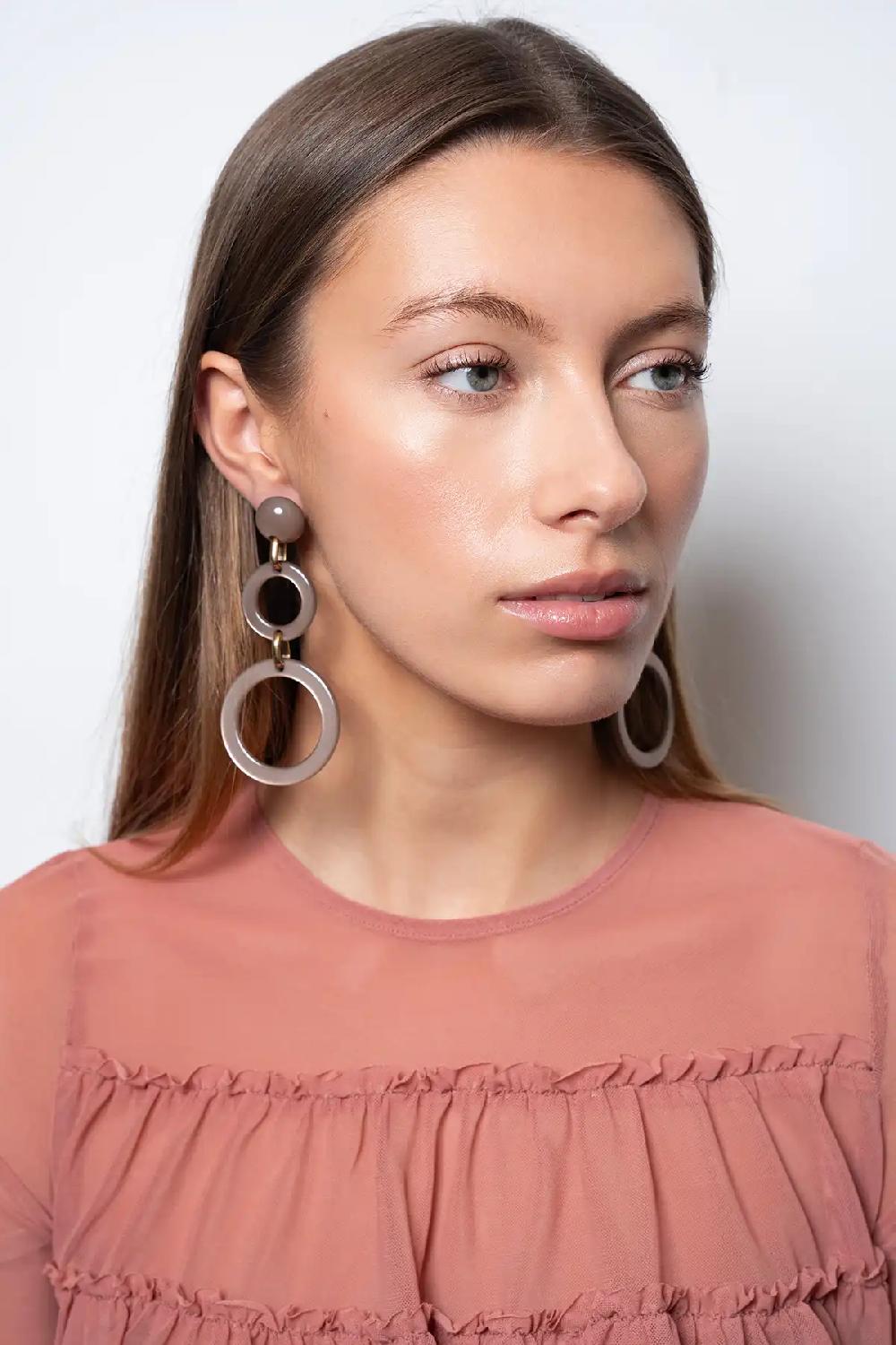 Lott. Gioielli Dark Nude Oorbellen Hanne Tripe Circle L