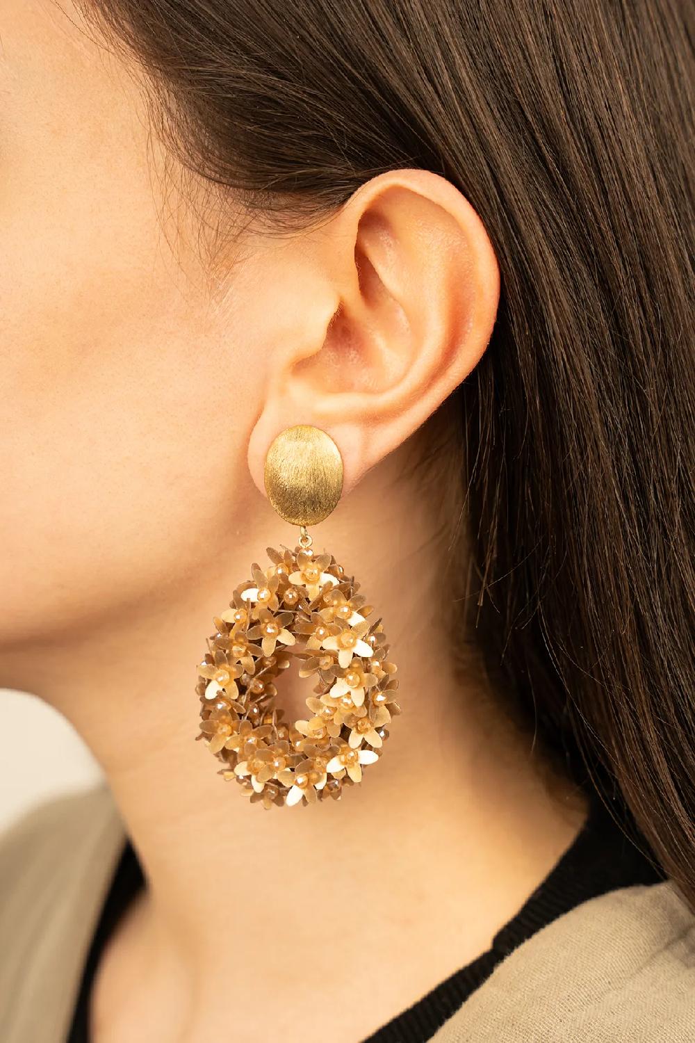 Lott. Gioielli Dark Nude Oorbellen Ivy Flower Drop L Clip