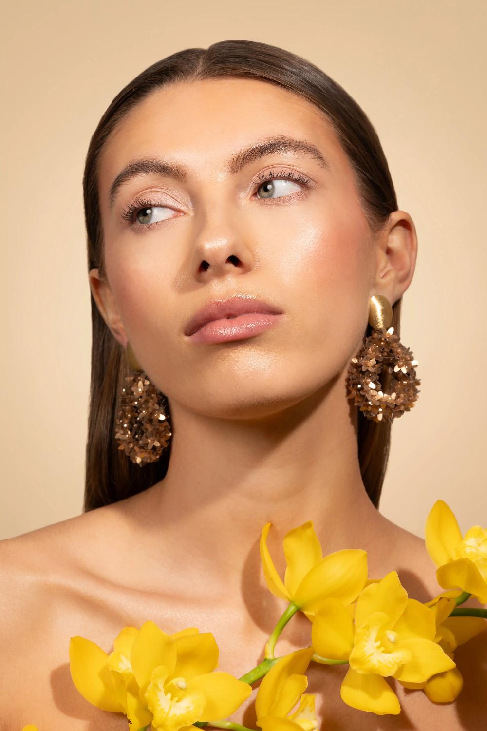 lott. gioielli Dark Nude Oorbellen Ivy Flower Drop L