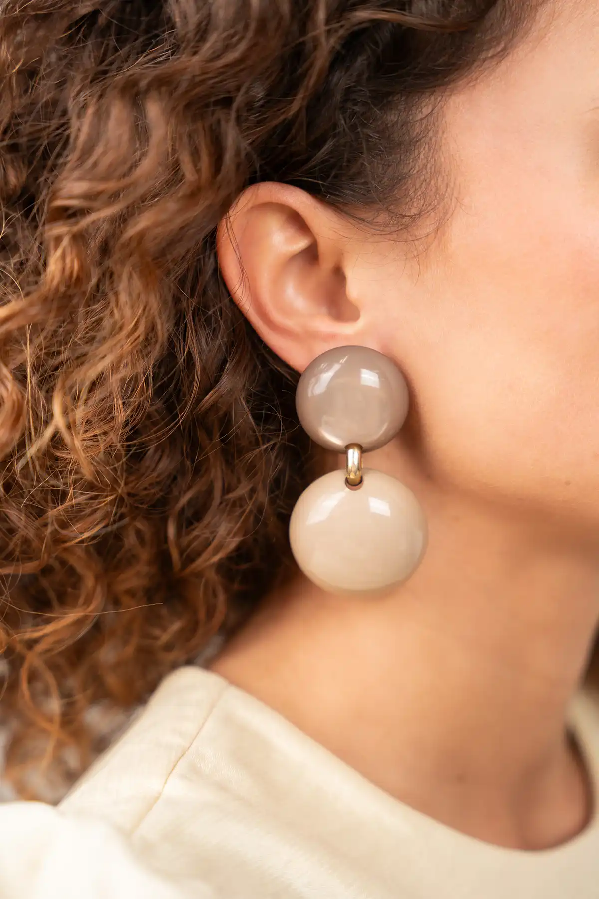 Lott. Gioielli Dark Nude/Taupe Oorbellen Polly Double Round M