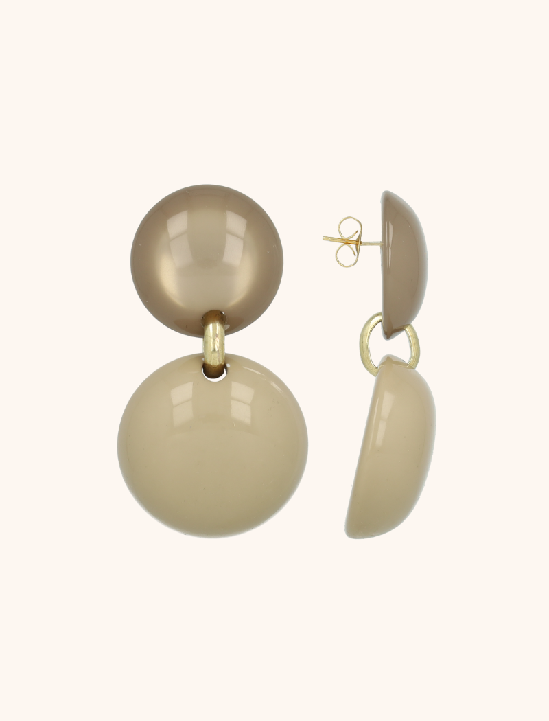 Lott. Gioielli Dark Nude/Taupe Oorbellen Polly Double Round M