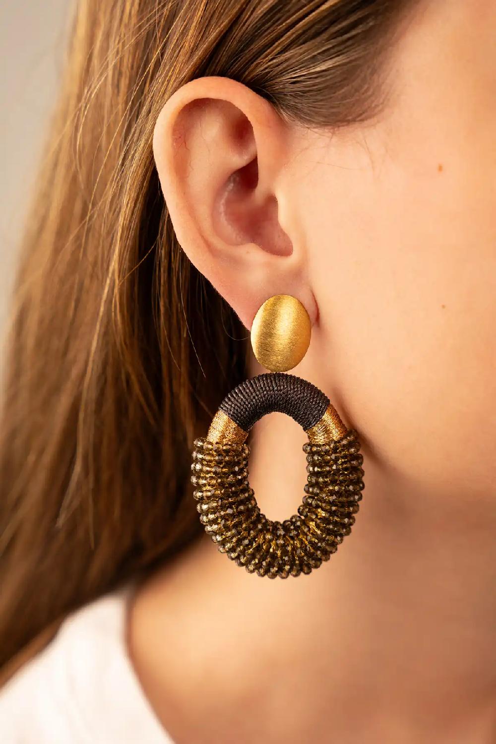 Lott. Gioielli Dark Olive Oorbellen Yara Combi Oval L