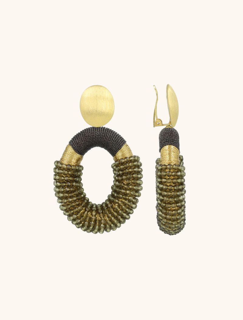 lott. gioielli Dark Olive Oorbellen Yara Combi Oval L Clip