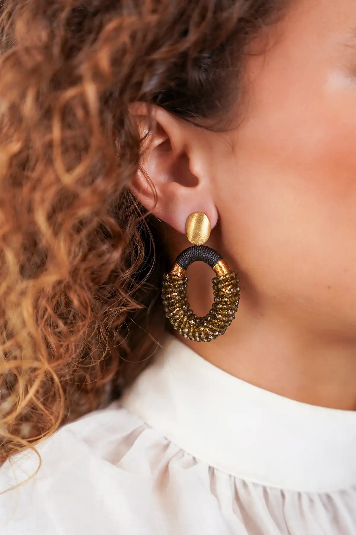 Lott. Gioielli Dark Olive Oorbellen Yara Combi Oval M