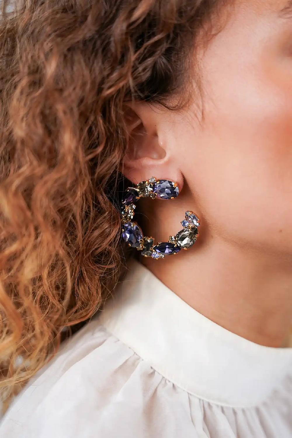 Lott. Gioielli Dark Purple Oorbellen Dewi Irregular Creool