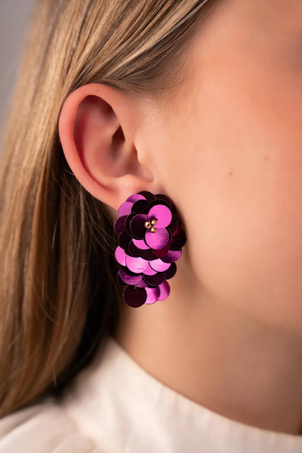 Lott. Gioielli Dark Vioalet Sequin Oorbellen Waterfall M