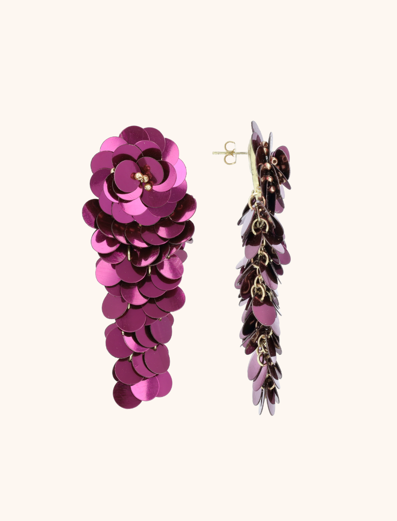 lott. gioielli Dark Violet Sequin Oorbellen Waterfall L