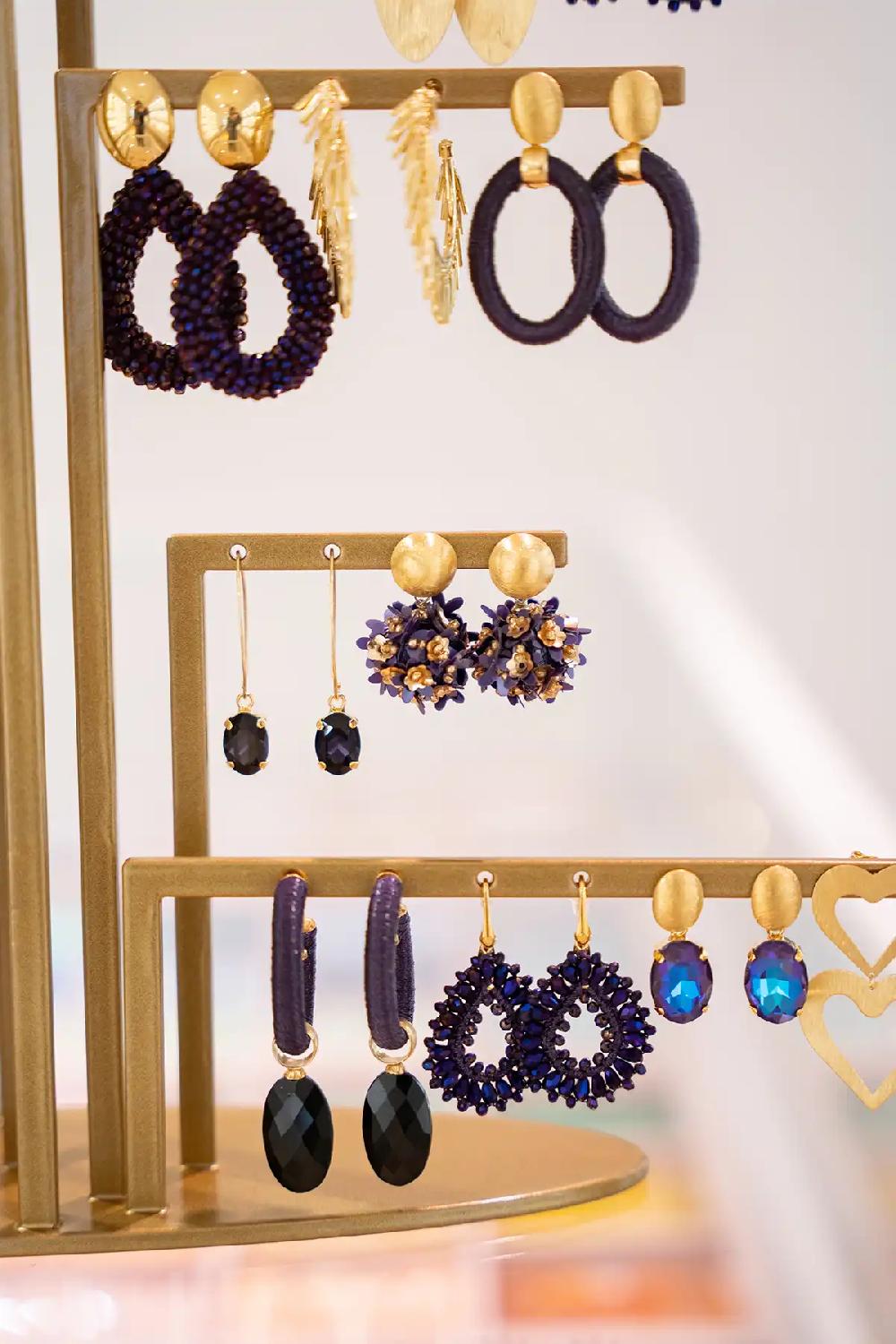 Lott. Gioielli Deep Purple/Black Oorbellen Evy Creeol Ovaal