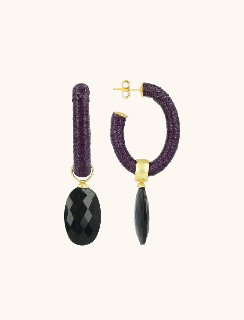lott. gioielli Deep Purple/Black Oorbellen Evy Creeol Ovaal