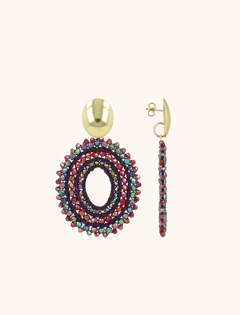 Lott. Gioielli Disco Purple/Red Oorbellen Lieke Ovaal L