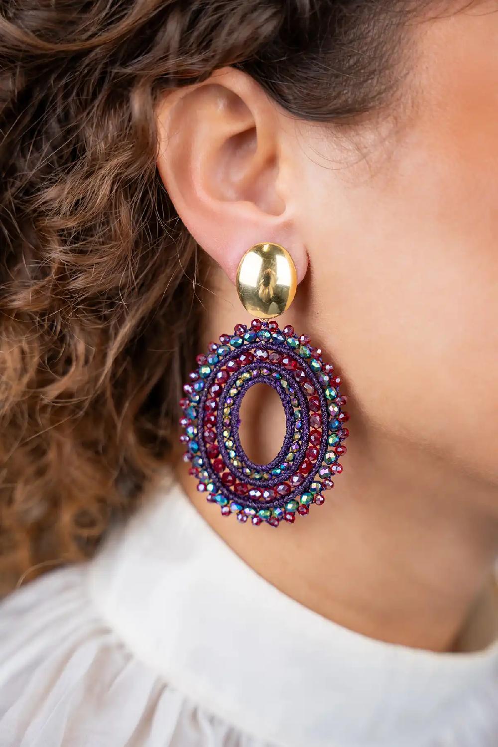 Lott. Gioielli Disco Purple/Red Oorbellen Lieke Ovaal L