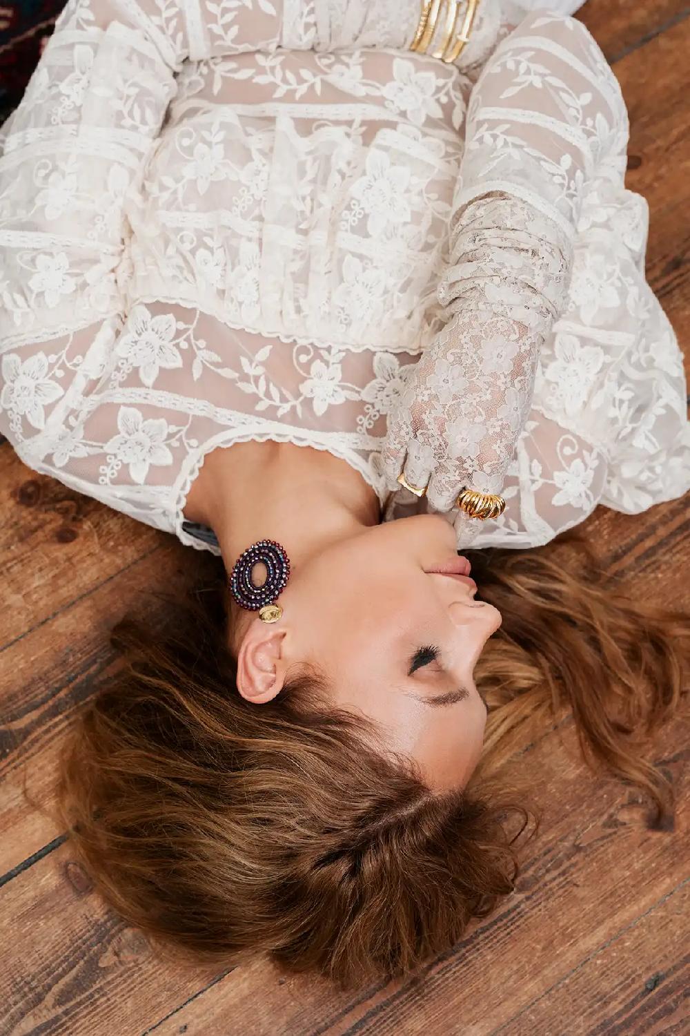 Lott. Gioielli Disco Purple/Red Oorbellen Lieke Ovaal L