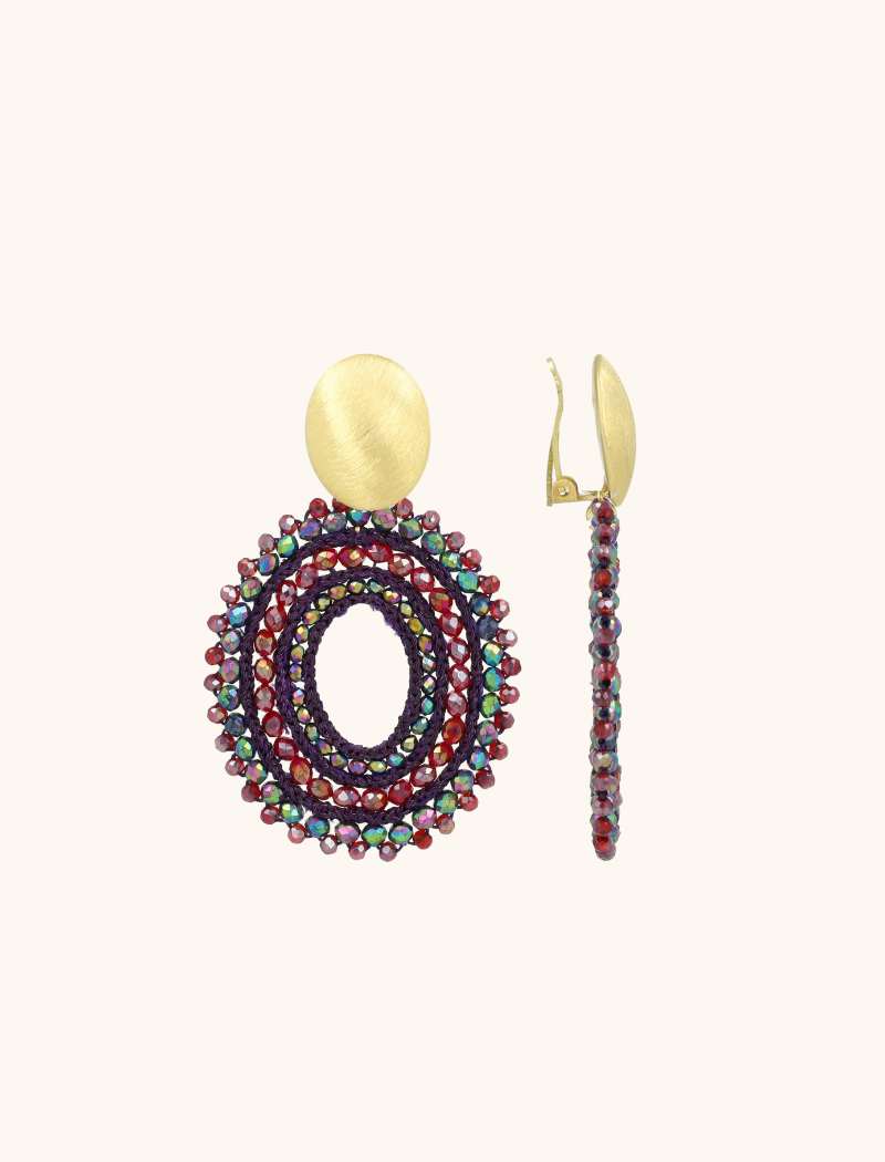 lott. gioielli Disco Purple/Red Oorbellen Lieke Ovaal L Clip