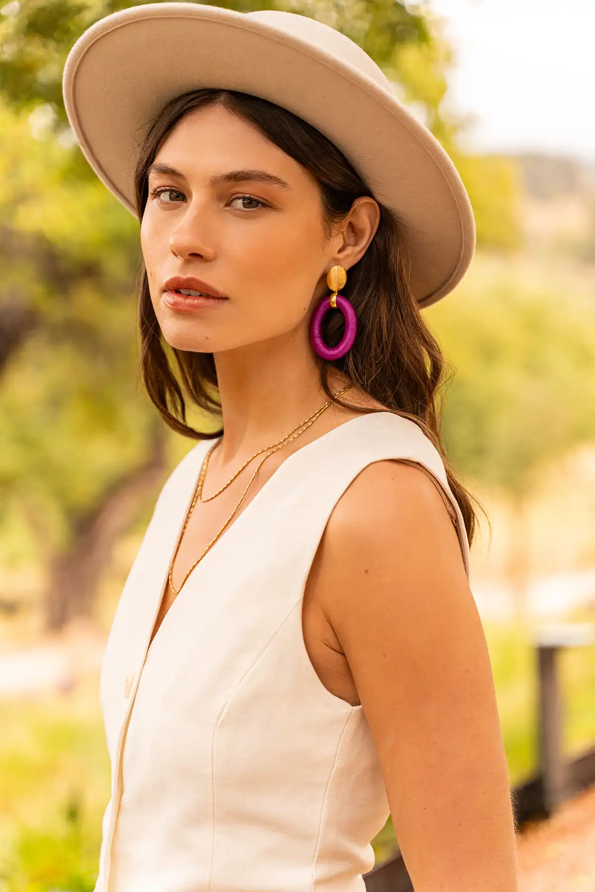 Lott. Gioielli Donker Fuchsia Oorbellen Faye Ovaal L