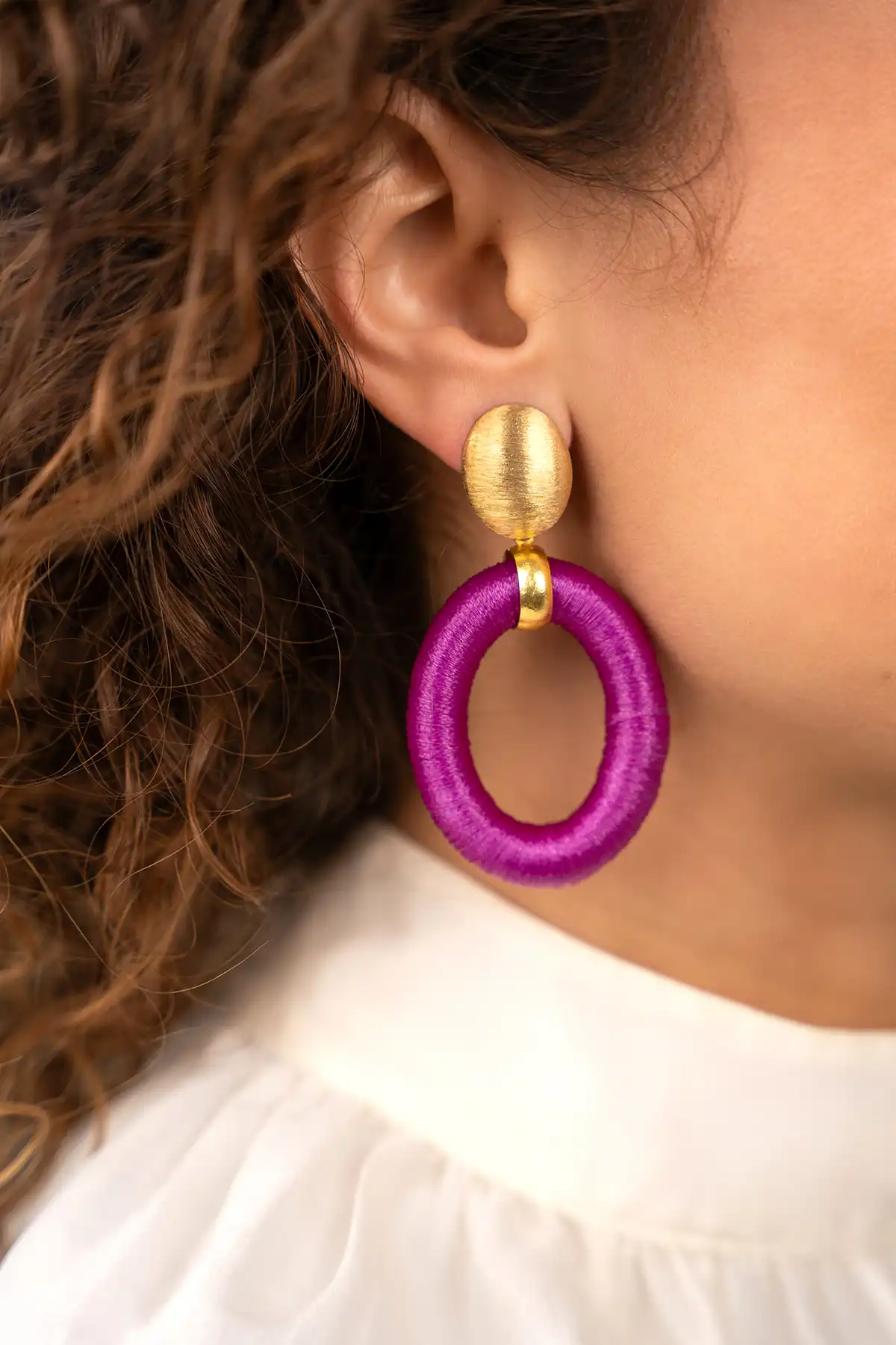 Lott. Gioielli Donker Fuchsia Oorbellen Faye Ovaal L