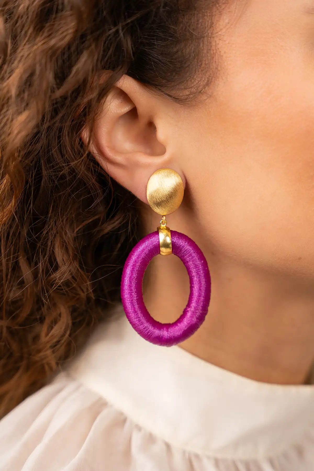 Lott. Gioielli Donker Fuchsia Oorbellen Faye Ovaal L Clip