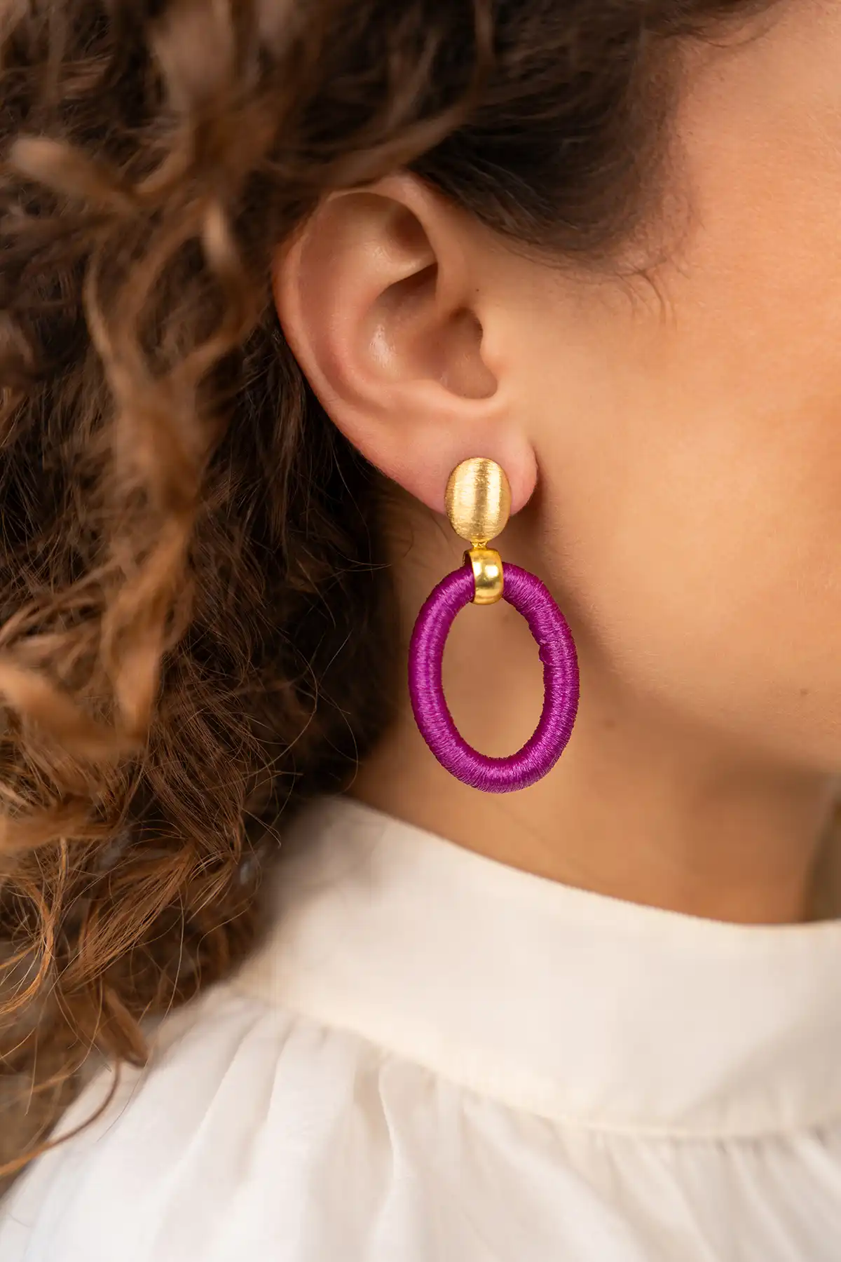 Lott. Gioielli Donker Fuchsia Oorbellen Faye Ovaal S