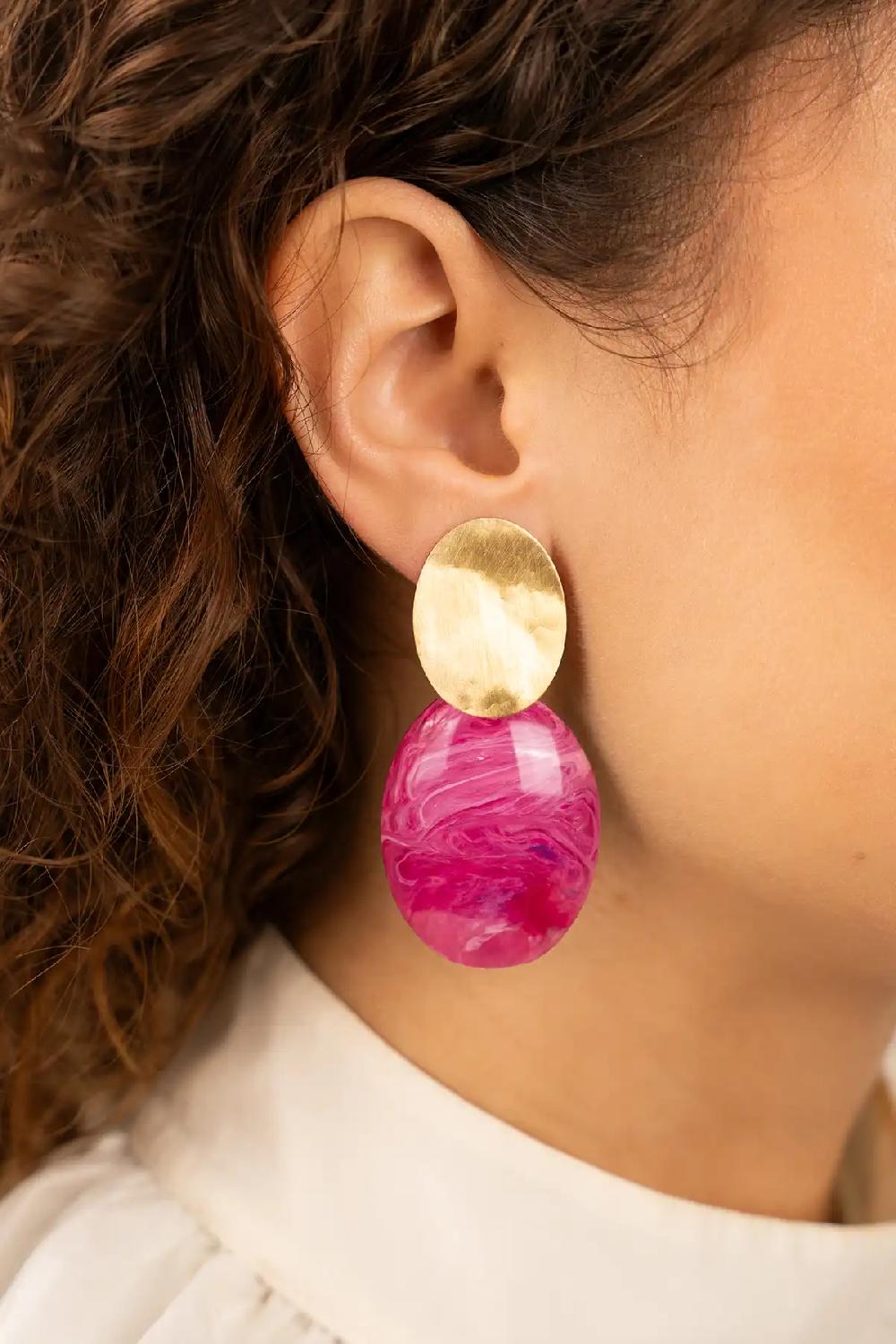 Lott. Gioielli Donker Fuchsia Oorbellen Sirius Ovaal S