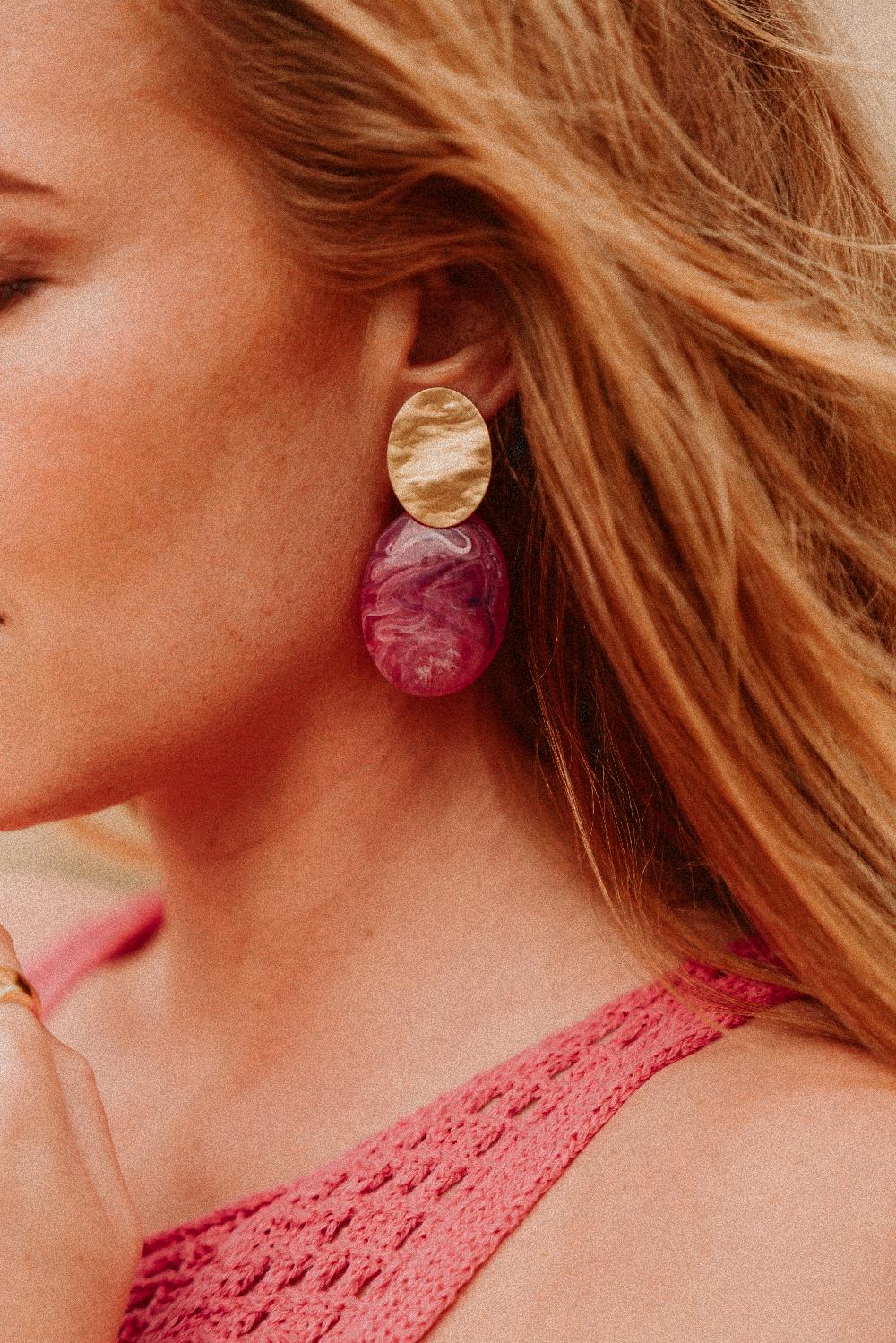 Lott. Gioielli Donker Fuchsia Oorbellen Sirius Ovaal S