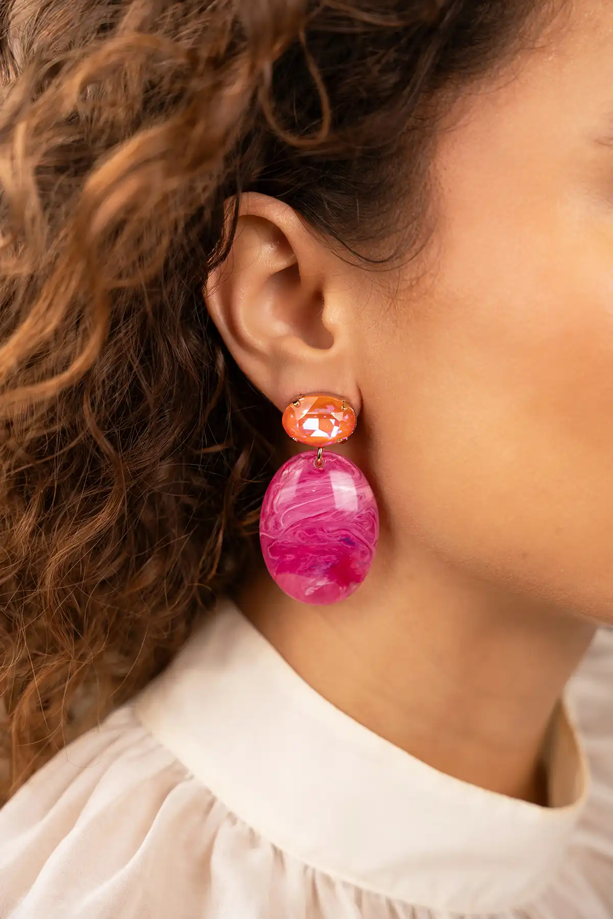 Lott. Gioielli Donker Fuchsia Oorbellen Sirius Ovaal S Strass