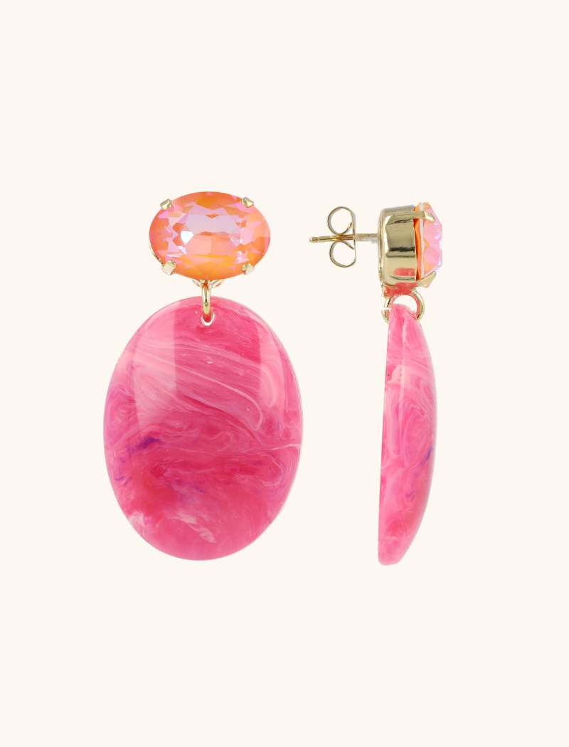 lott. gioielli Donker fuchsia oorbellen Sirius ovaal S strass