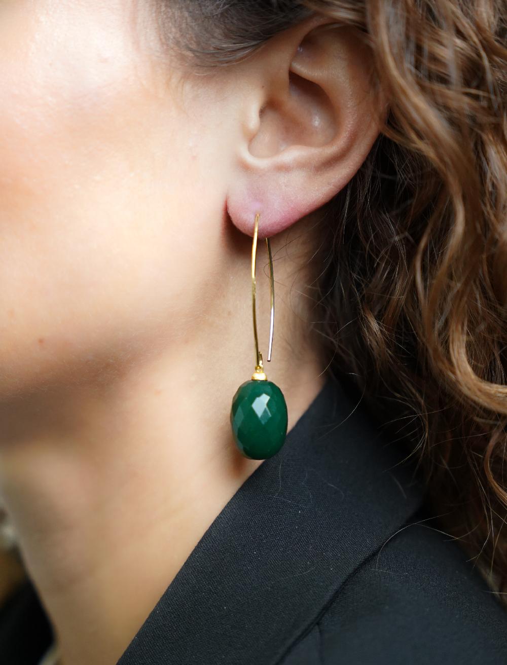 Lott. Gioielli Donker Groene Oorbellen Romijn Quartz M