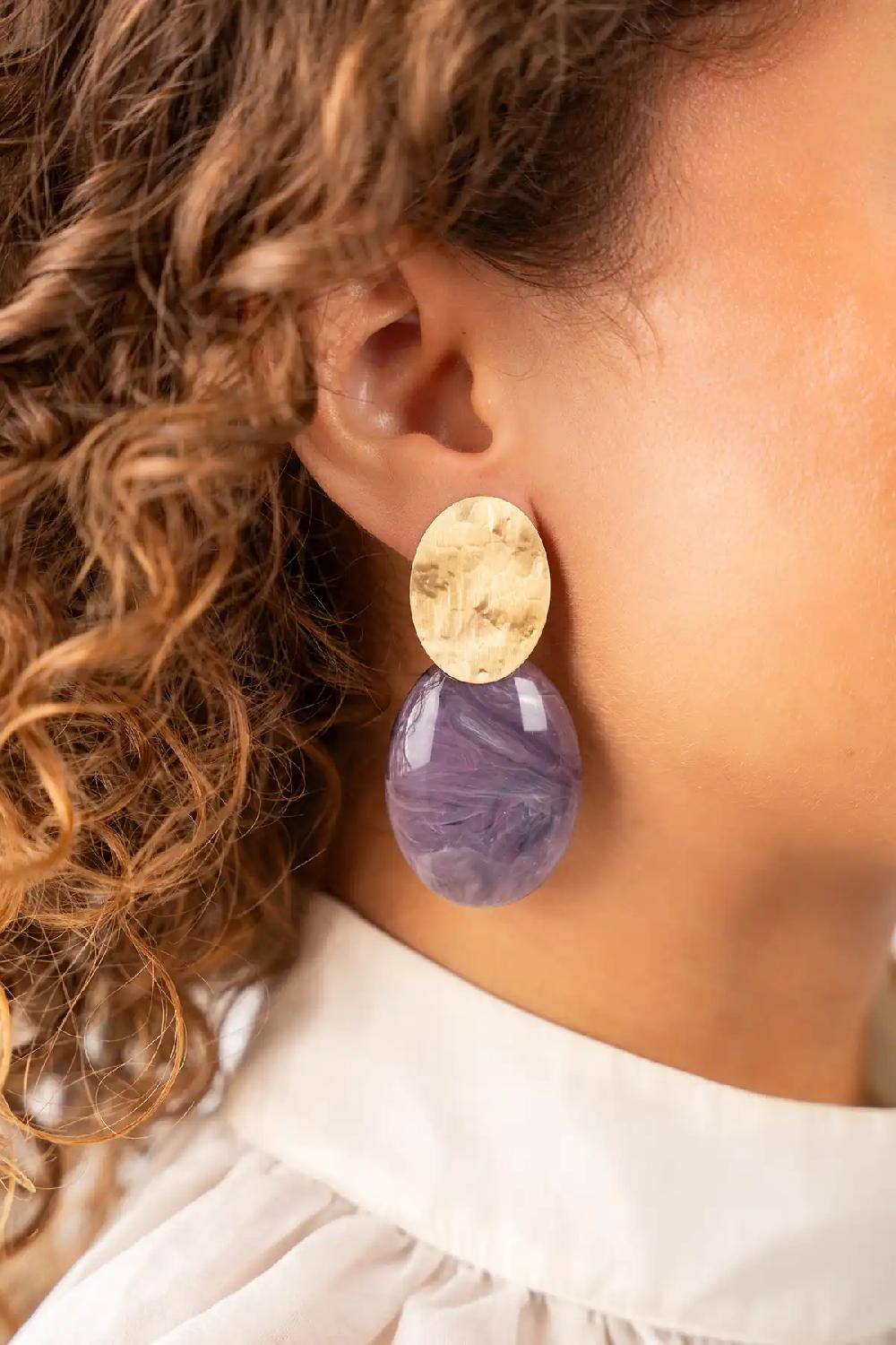 Lott. Gioielli Donker Lavendel Oorbellen Sirius Closed Bugle Oval S