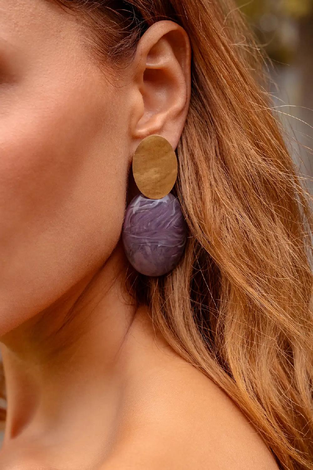 Lott. Gioielli Donker Lavendel Oorbellen Sirius Closed Bugle Oval S