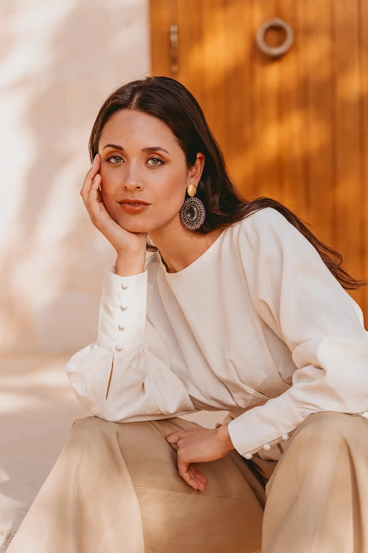 Lott. Gioielli Donker Lavendel Salie Oorbellen Jamie Filled Oval 3 Ringen Met Steen L