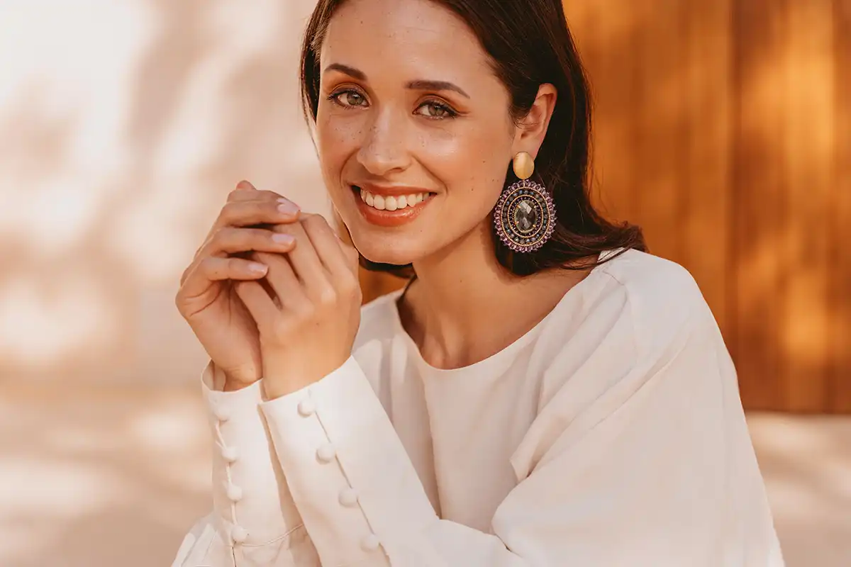 lott. gioielli Donker Lavendel Salie Oorbellen Jamie Filled Oval 3 Ringen Met Steen L