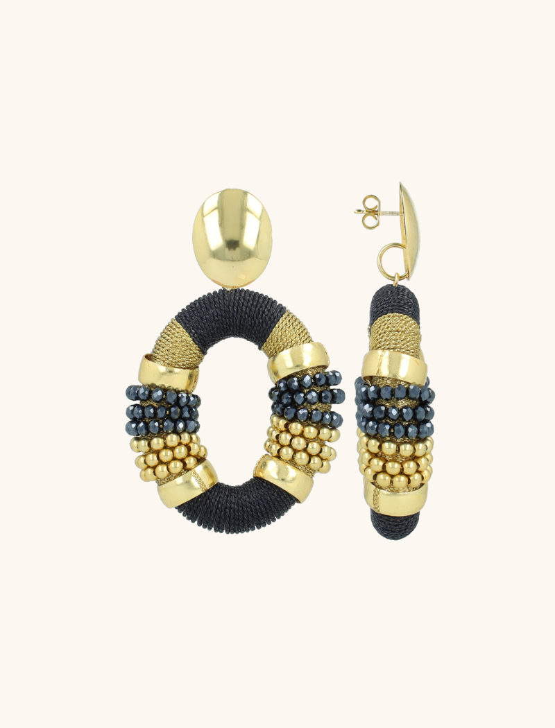 Lott. Gioielli Elemental Blue/Gold Oorbellen Caroline Combi Oval L Premium