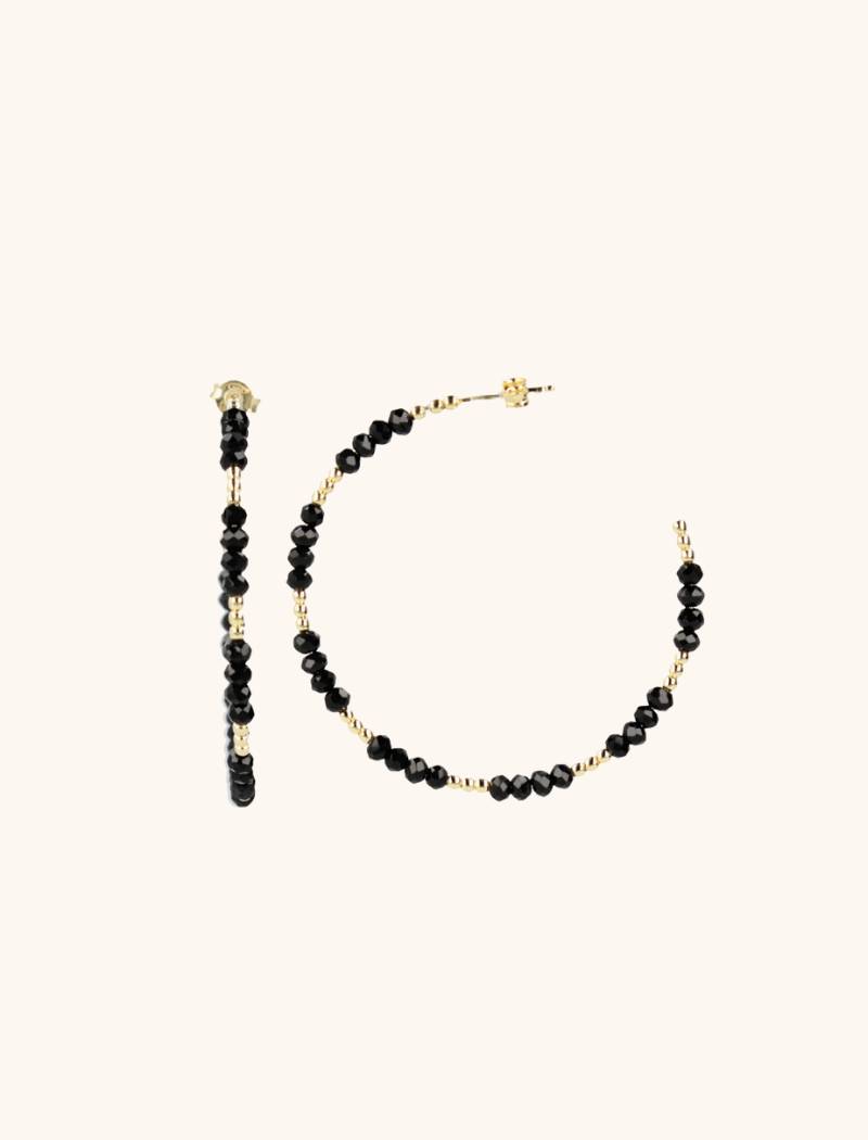 lott. gioielli Ella Hoop L With Glass Stones Zwarte oorbellen