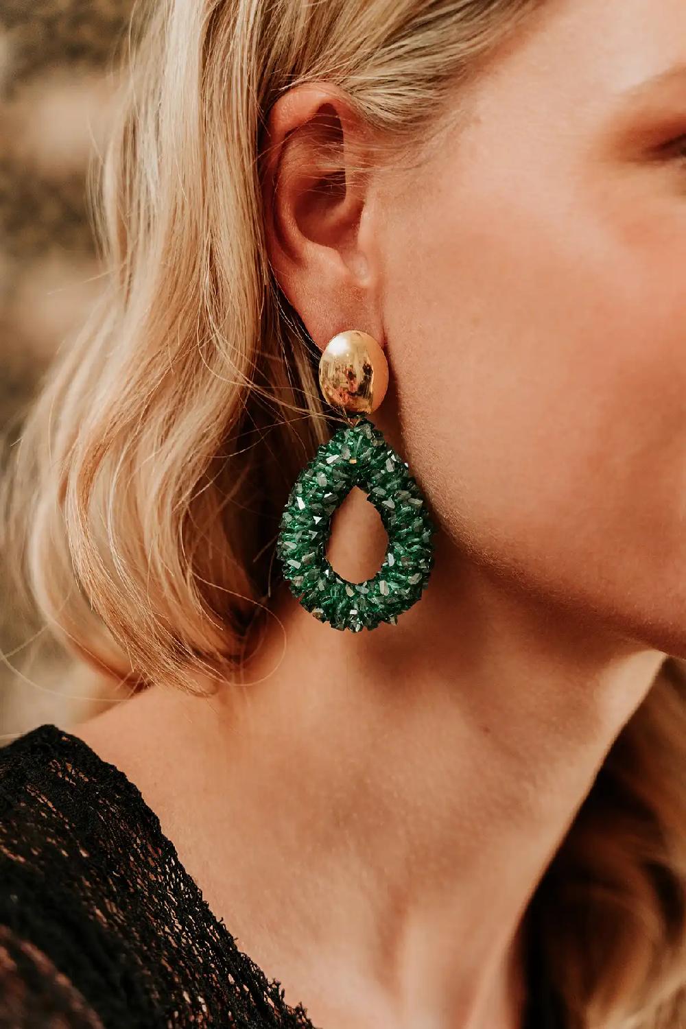 Lott. Gioielli Emerald Oorbellen Marieke Druppel L Raw Clip