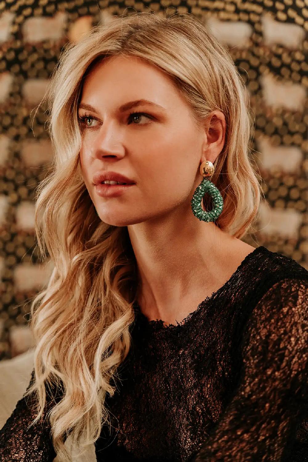 Lott. Gioielli Emerald Oorbellen Marieke Druppel L Raw Clip