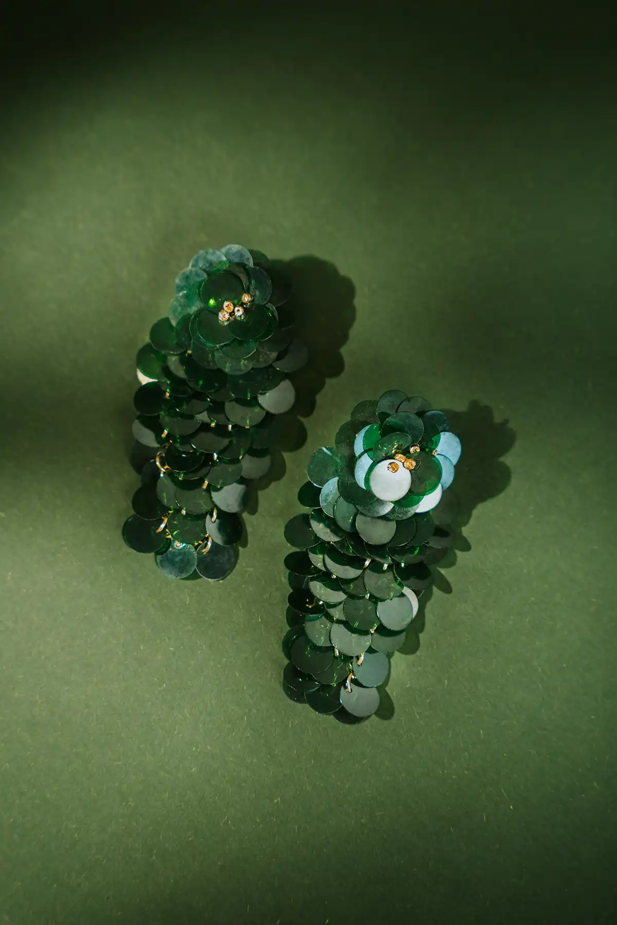 Lott. Gioielli Fel Groene Sequin Waterfall Oorbellen L