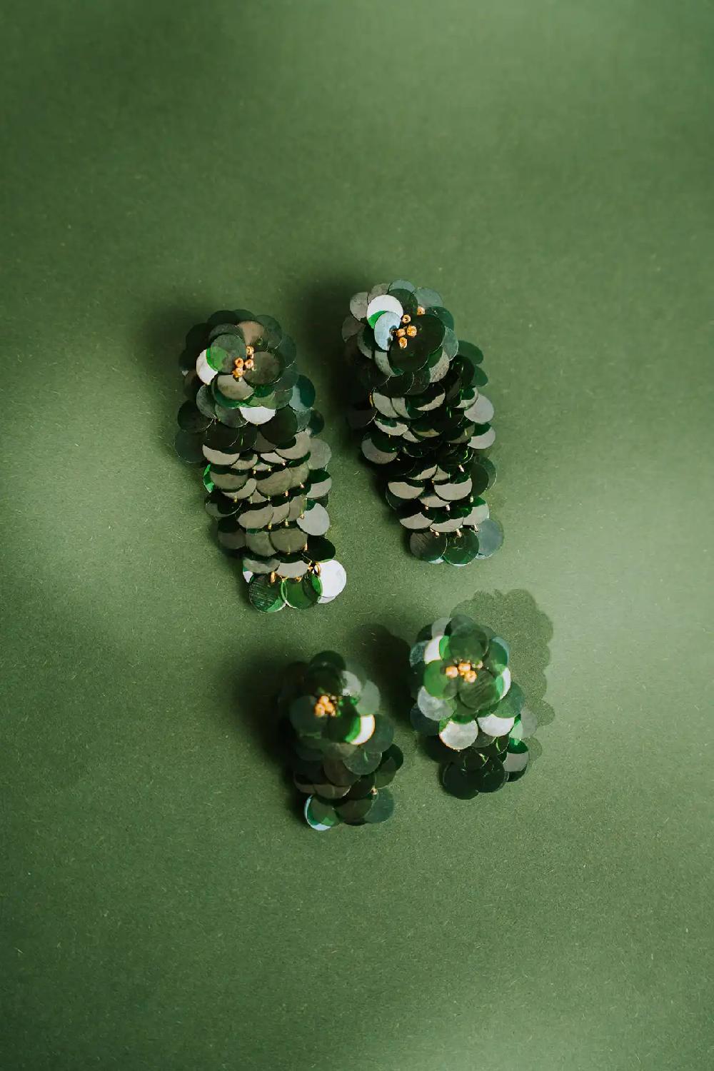 Lott. Gioielli Fel Groene Sequin Waterfall Oorbellen L