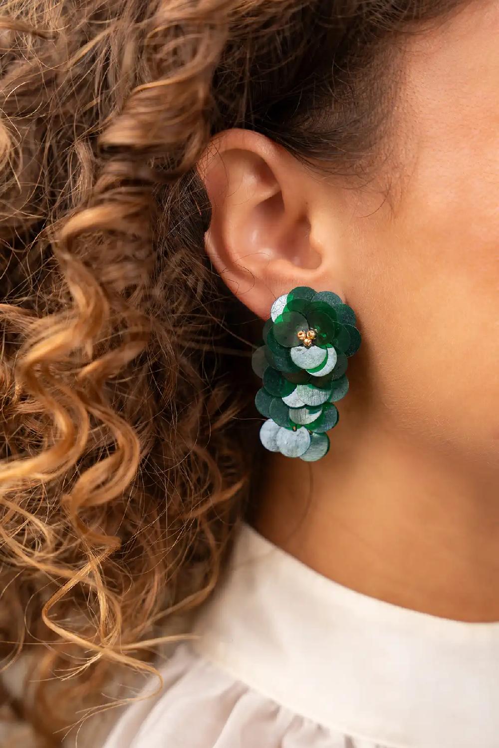 Lott. Gioielli Fel Groene Sequin Waterfall Oorbellen M